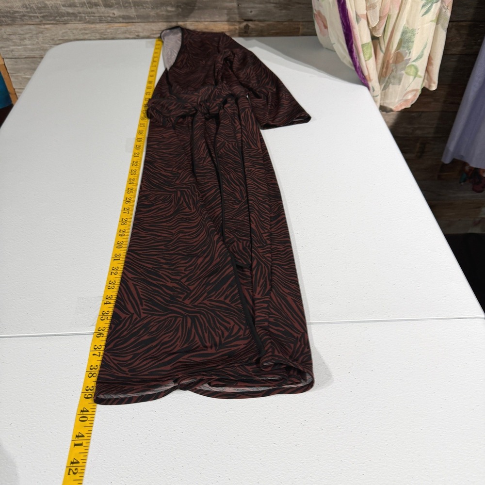 Y2K BCBGMAXAZRIA Zebra Print Wrap Midi Dress Dark Feminine Modern Witchy XS - Picture 7 of 10
